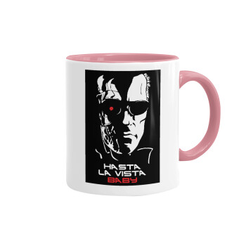 Terminator Hasta La Vista, Mug colored pink, ceramic, 330ml