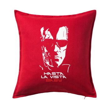 Terminator Hasta La Vista, Sofa cushion RED 50x50cm includes filling