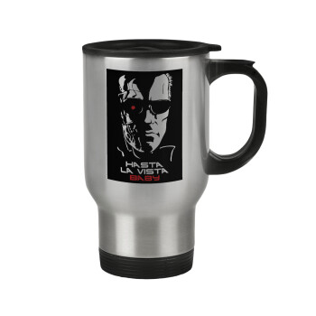 Terminator Hasta La Vista, Stainless steel travel mug with lid, double wall 450ml