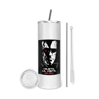 Terminator Hasta La Vista, Eco friendly stainless steel tumbler 600ml, with metal straw & cleaning brush