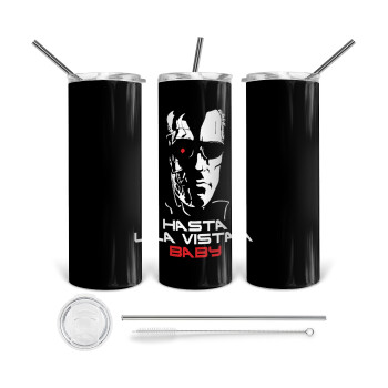Terminator Hasta La Vista, 360 Eco friendly stainless steel tumbler 600ml, with metal straw & cleaning brush