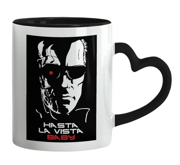Terminator Hasta La Vista — Mug heart black handle, ceramic, 330ml