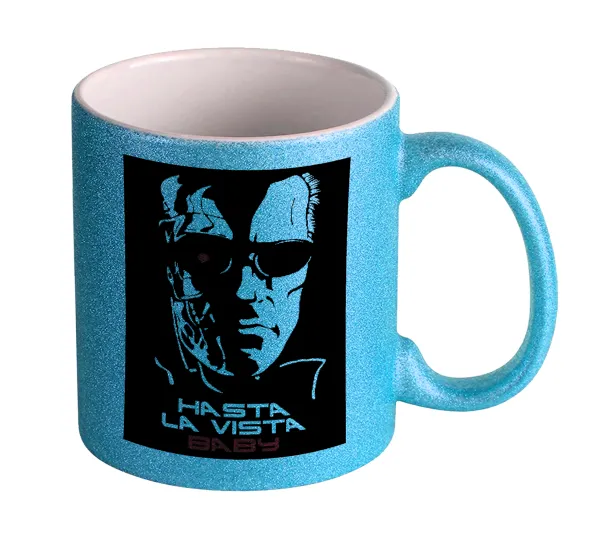 Terminator Hasta La Vista — Κούπα Σιέλ Glitter που γυαλίζει, κεραμική, 330ml