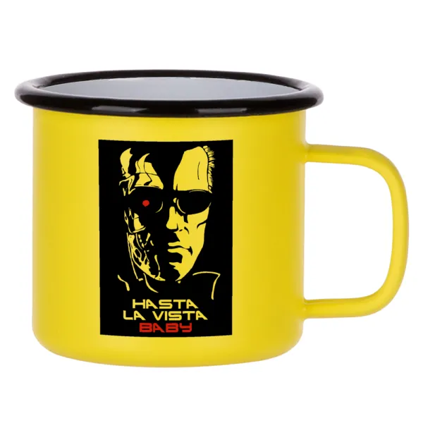 Terminator Hasta La Vista — Κούπα Μεταλλική εμαγιέ ΜΑΤ Κίτρινη 360ml