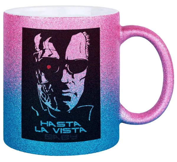 Terminator Hasta La Vista — Κούπα Χρυσή/Μπλε Glitter, κεραμική, 330ml