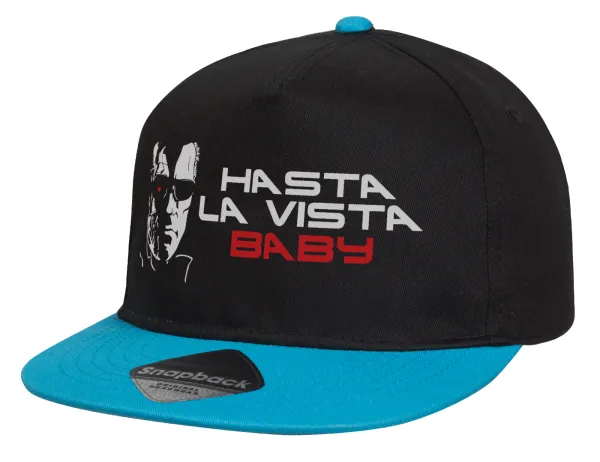 Terminator Hasta La Vista — Καπέλο παιδικό Flat Snapback, Μαύρο/Μπλε (100% ΒΑΜΒΑΚΕΡΟ, ΠΑΙΔΙΚΟ, UNISEX, ONE SIZE)