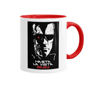 Terminator Hasta La Vista, Κούπα χρωματιστή κόκκινη, κεραμική, 330ml