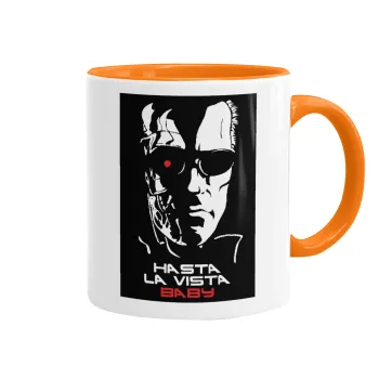 Terminator Hasta La Vista, Mug colored orange, ceramic, 330ml