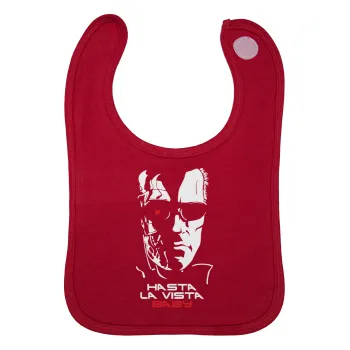 Terminator Hasta La Vista, Σαλιάρα με Σκρατς Κόκκινη 100% Organic Cotton (0-18 months)