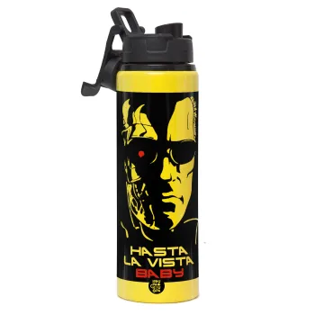 Terminator Hasta La Vista, Μεταλλικό παγούρι νερού με καπάκι ασφαλείας, αλουμινίου 850ml