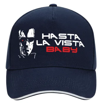 Terminator Hasta La Vista, DRILL Adult Ultimate Hat BLUE/WHITE, (100% COTTON, ADULT, UNISEX, ONE SIZE)