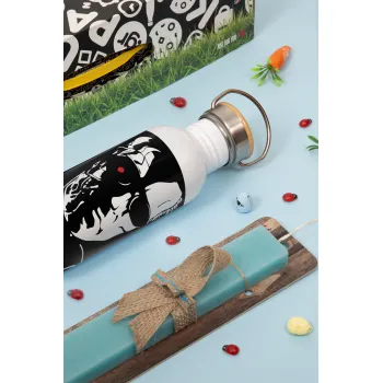 Terminator Hasta La Vista, Πασχαλινή Λαμπάδα με παγούρι μεταλλικό (620ml, stainless steel) & κερί αρωματικό πλακέ (30cm) (ΤΙΡΚΟΥΑΖ)