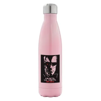 Terminator Hasta La Vista, Metal mug thermos Pink Iridiscent (Stainless steel), double wall, 500ml
