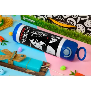 Terminator Hasta La Vista, Πασχαλινή Λαμπάδα με Παιδικό παγούρι θερμό, ανοξείδωτο, με καλαμάκι ασφαλείας, ΜΠΛΕ (500ml)