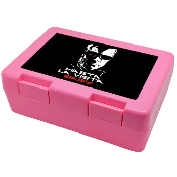 Terminator Hasta La Vista, Children's cookie container PINK 185x128x65mm (BPA free plastic)