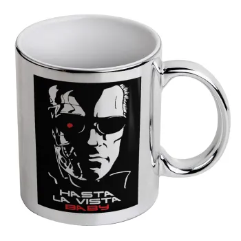 Terminator Hasta La Vista, Mug ceramic, silver mirror, 330ml