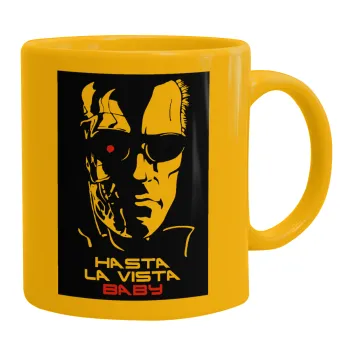 Terminator Hasta La Vista, Κούπα, κεραμική κίτρινη, 330ml