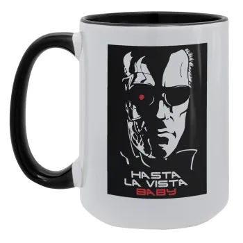 Terminator Hasta La Vista, Κούπα Mega 15oz, κεραμική Μαύρη, 450ml