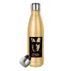 Glitter gold stainless steel thermos bottle, double-walled, 500ml