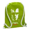 Backpack bag GYMBAG LIME GREEN, with pocket (40x48cm) & thick cords