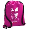 Backpack pouch GYMBAG Fuchsia, with pocket (40x48cm) & thick cords