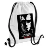 Backpack pouch GYMBAG white, with pocket (40x48cm) & thick cords