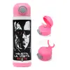 Children's hot water bottle, stainless steel, with safety straw, PINK (500ml)