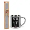 Easter Set, metallic thermal cup (300ml) & Easter aromatic flat candle (30cm) (GRAY)