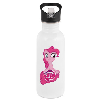 My Little Pony, White water bottle with straw, stainless steel 600ml
