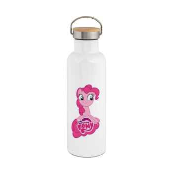 My Little Pony, Stainless steel White with wooden lid (bamboo), double wall, 750ml