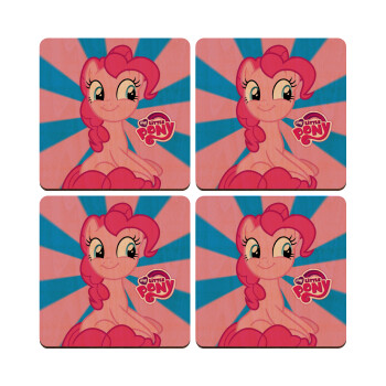 Μικρό μου Πόνυ, ΣΕΤ x4 Σουβέρ ξύλινα τετράγωνα plywood (9cm)