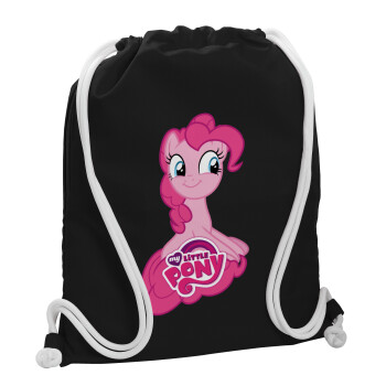 My Little Pony, Τσάντα πλάτης πουγκί GYMBAG Μαύρη, με τσέπη (40x48cm) & χονδρά λευκά κορδόνια