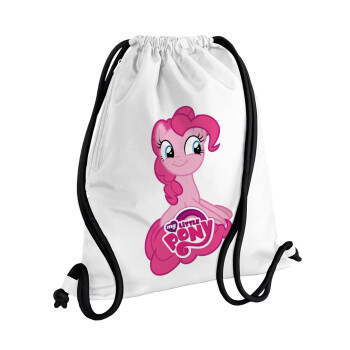 My Little Pony, Τσάντα πλάτης πουγκί GYMBAG λευκή, με τσέπη (40x48cm) & χονδρά κορδόνια