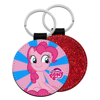 Μικρό μου Πόνυ, Μπρελόκ Δερματίνη, στρογγυλό ΚΟΚΚΙΝΟ (5cm)