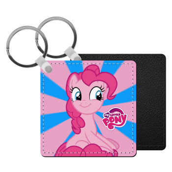 Μικρό μου Πόνυ, Μπρελόκ Δερματίνη, τετράγωνο ΜΑΥΡΟ (5x5cm)