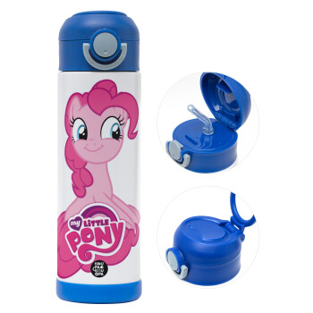 Μικρό μου Πόνυ, Παιδικό παγούρι θερμό, ανοξείδωτο, με καλαμάκι ασφαλείας, ΜΠΛΕ (500ml)