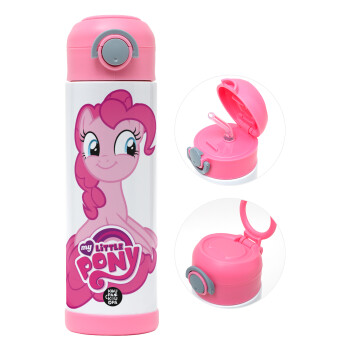 Μικρό μου Πόνυ, Παιδικό παγούρι θερμό, ανοξείδωτο, με καλαμάκι ασφαλείας, ΡΟΖ (500ml)