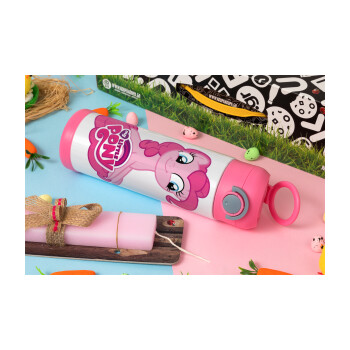 Μικρό μου Πόνυ, Πασχαλινή Λαμπάδα με Παιδικό παγούρι θερμό, ανοξείδωτο, με καλαμάκι ασφαλείας, ΡΟΖ (500ml)