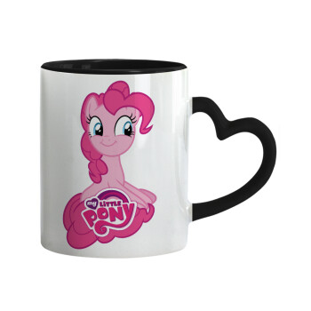 Μικρό μου Πόνυ, Κούπα καρδιά χερούλι μαύρη, κεραμική, 330ml