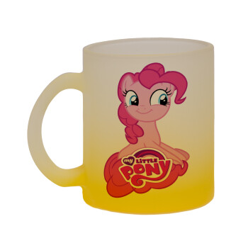 Μικρό μου Πόνυ, Κούπα γυάλινη δίχρωμη με βάση το κίτρινο ματ, 330ml