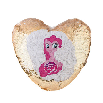 Μικρό μου Πόνυ, Μαξιλάρι καναπέ καρδιά Μαγικό Χρυσό με πούλιες 40x40cm περιέχεται το  γέμισμα