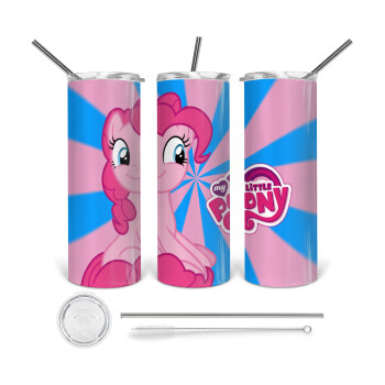 Μικρό μου Πόνυ, Tumbler ποτήρι θερμό από ανοξείδωτο ατσάλι 600ml, με μεταλλικό καλαμάκι & βούρτσα καθαρισμού