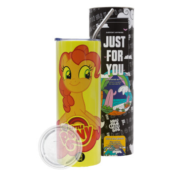 Μικρό μου Πόνυ, Neon Yellow Travel Tumbler θερμό, μεταλλικό καλαμάκι(Ανωξείδωτο 304 Food grade, BPA free, 600ml)