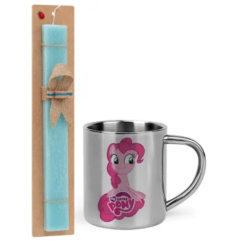 My Little Pony, Easter Set, metallic thermal cup (300ml) & aromatic flat Easter candle (30cm) (TURQUOISE)