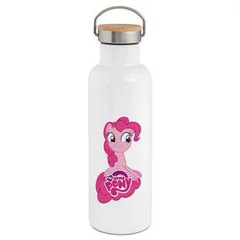My Little Pony, Stainless steel White with wooden lid (bamboo), double wall, 750ml