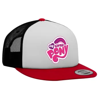 My Little Pony, Adult Foam Flat Snapback with Mesh Red-White-Black (POLYESTER, ADULT, UNISEX, ONE SIZE)