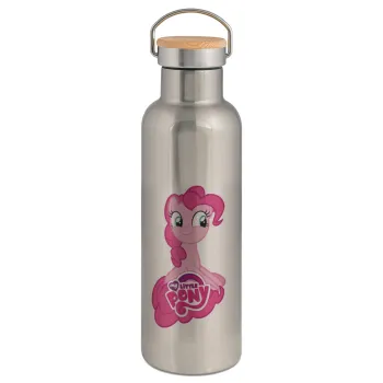 My Little Pony, Stainless steel Silver with wooden lid (bamboo), double wall, 750ml