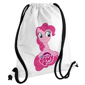 My Little Pony, Backpack pouch GYMBAG white, with pocket (40x48cm) & thick cords