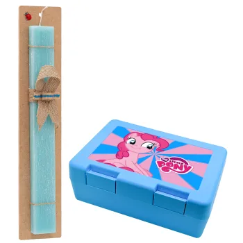 My Little Pony, Easter Set, children's snack container BLUE & Easter aromatic flat candle (30cm) (TURQUOISE)