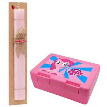 My Little Pony, Easter Set, children's snack container PINK & scented flat Easter candle (30cm) (PINK)